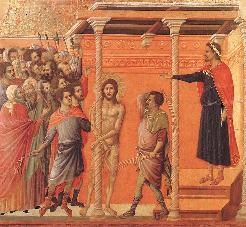 flagellation 1308-11 Duccio_di_Buoninsegna_-_Flagellation_Maesta Museo dell'Opera del Duomo sienne