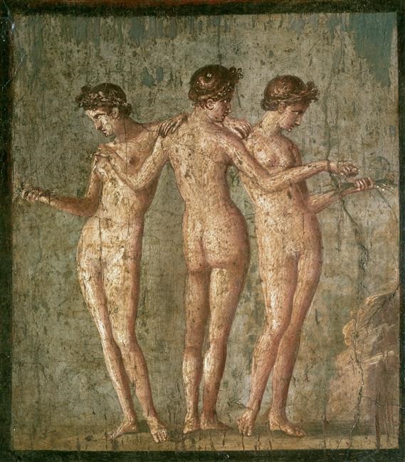 100 av JC-50 ap JC Les trois graces Pompeii, Regio IV, Insula Occidentalis Museo Archeologico Nazionale, Naples