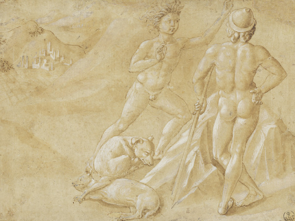 1459 ca Benozzo Gozzoli, Due nudi maschili e due cani che dormono, Firenze, Gabinetto Disegni e Stampe degli Uffizi