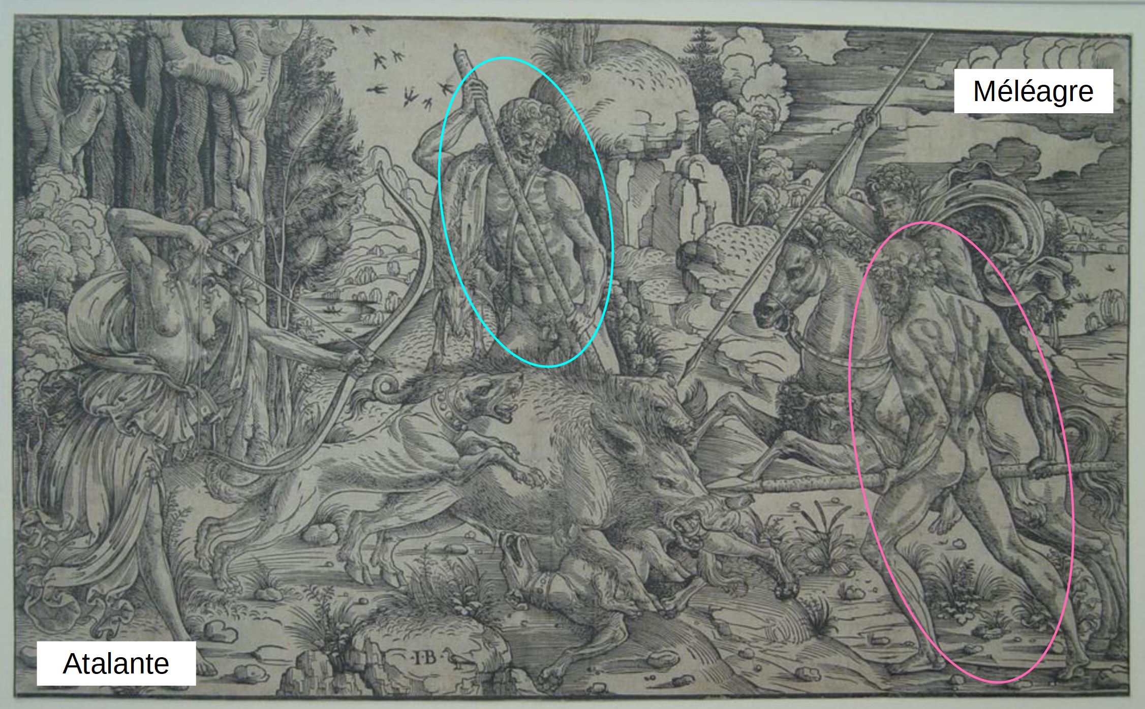 1500-10 Giovanni Battista Palumba A0 Chasse du sanglier de Calydon schema 1