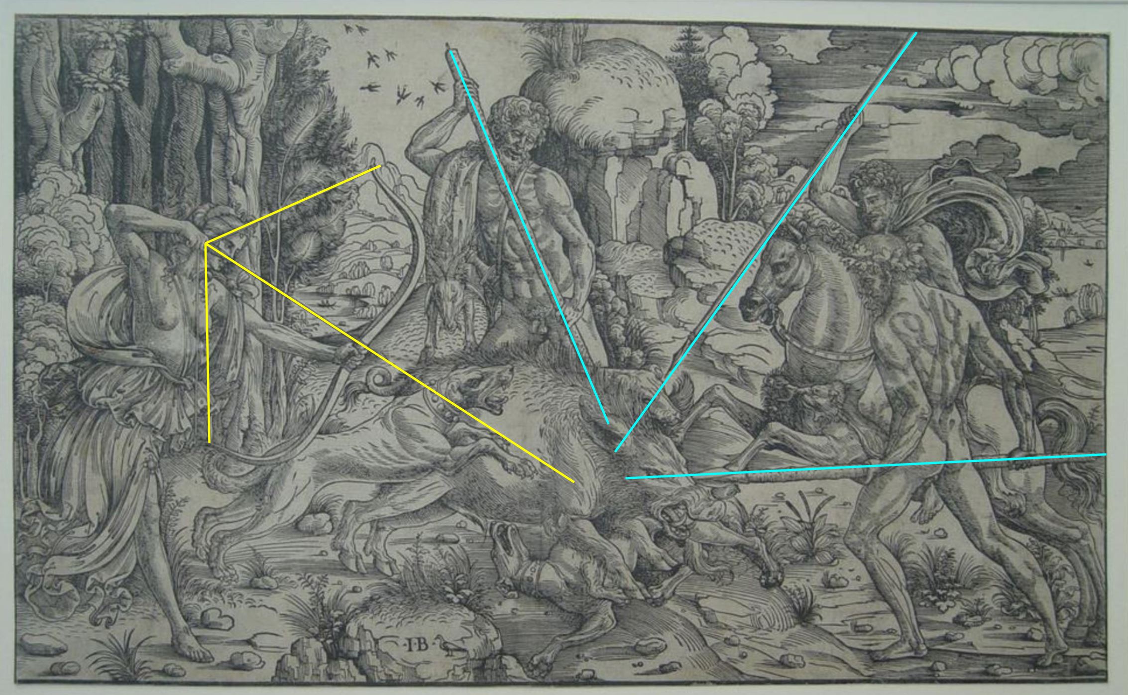 1500-10 Giovanni Battista Palumba A0 Chasse du sanglirr de Calydon schema 2