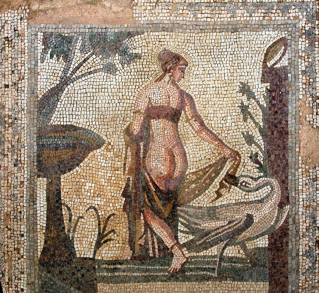 Bain 3rd century AD Leda and the Swan from the Sanctuary of Aphrodite, Palea Paphos; now in the Cyprus Museum, Nicosia
