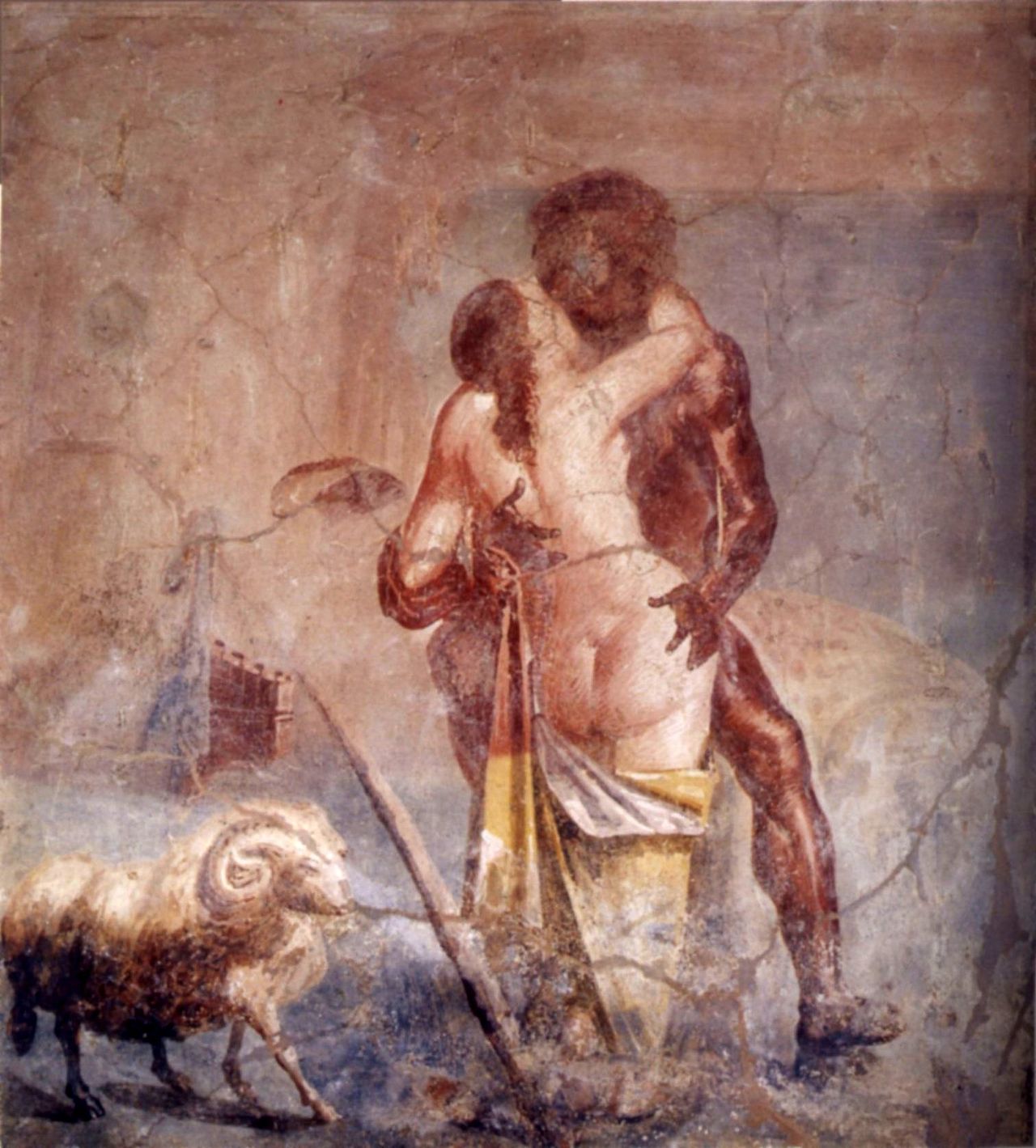 Galatee et Polypheme casa dei capitelli colorati à Pompei, Musee archeologique Naples