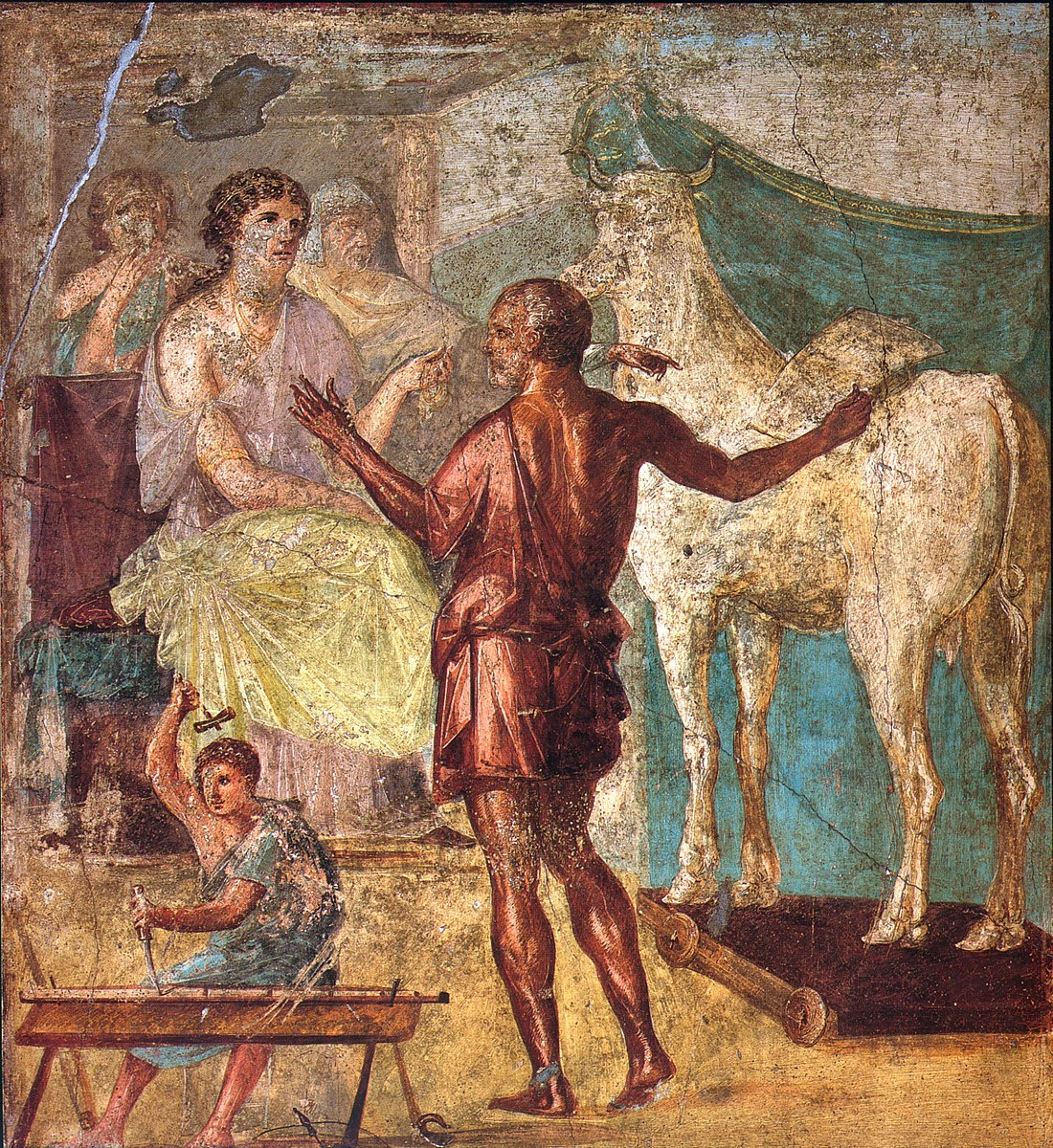 Hercule Dedale presente a Pasiphae la vache de bois 1 s av JC casa-dei-vettii pomei