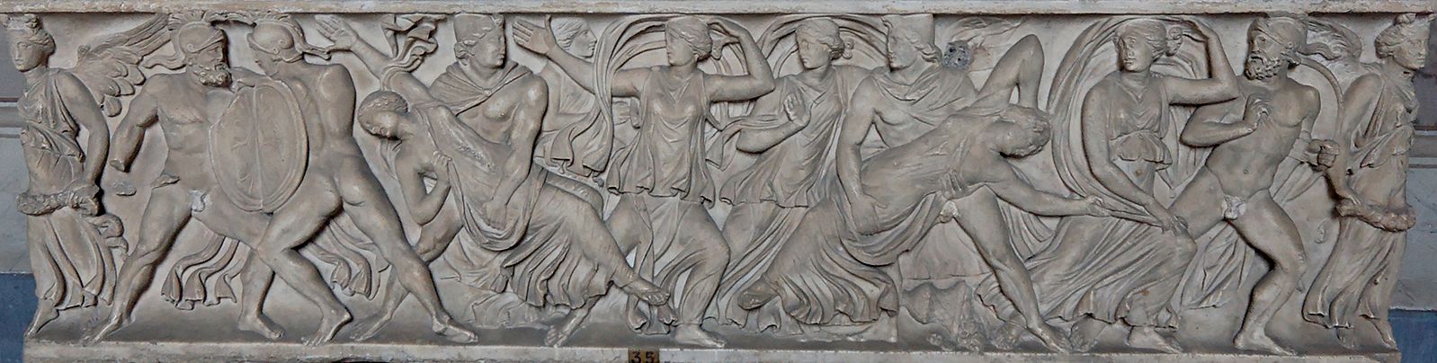 combat 160 av. J.-C. combats Castor et Pollux enlevant Phoebe et Hilaire, filles de Leucippe, Vatican_Inv2796 bis