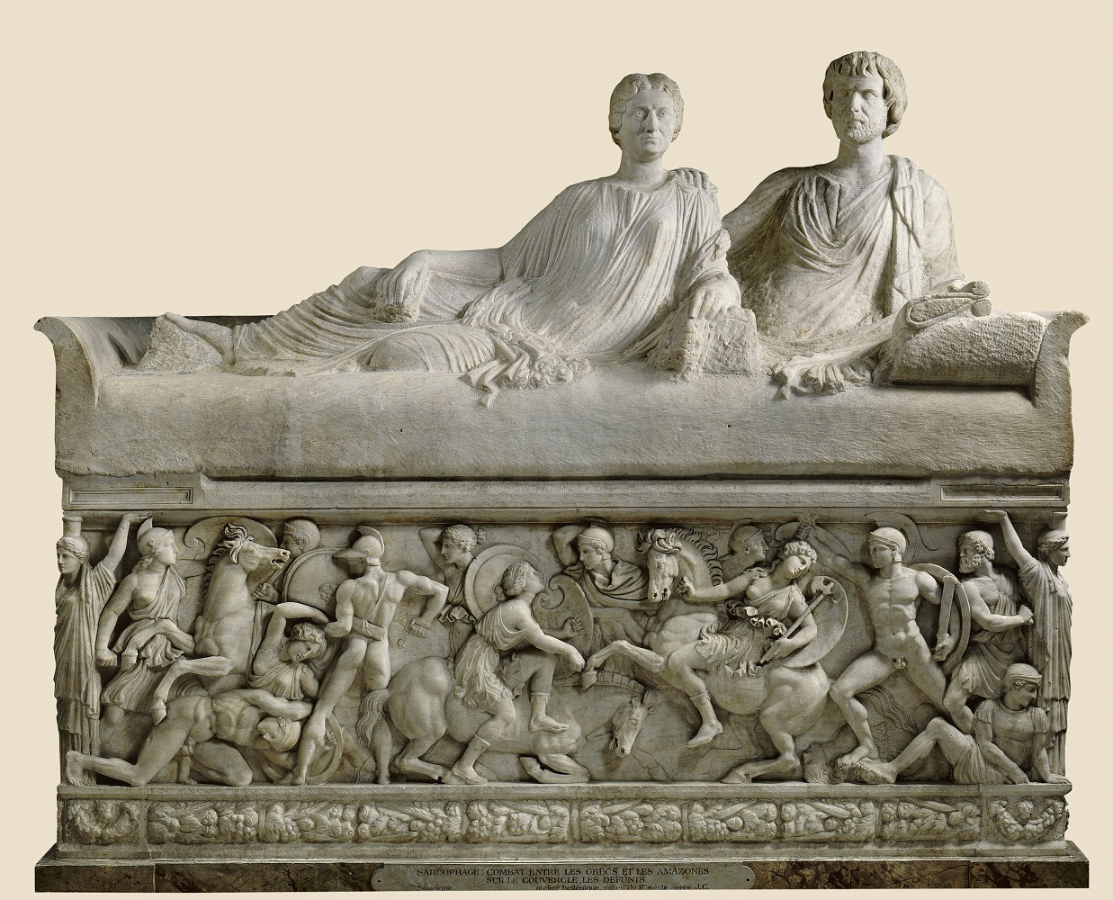 combat 2eme siecle ap JC combat entre les Grec et les amazones, sarcophage attique louvre