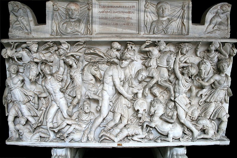 combats 230-250 ap JC Sarcophage_d'Achile_et_Pentesilea_-_Museo_Pio-Clementino_(Vatican)