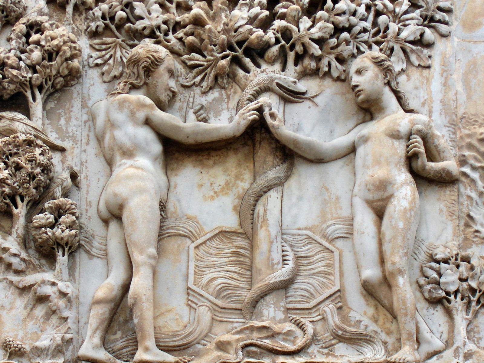 Adam Eve 1310-20 Lorenzo Maitani duomo orvierto detail