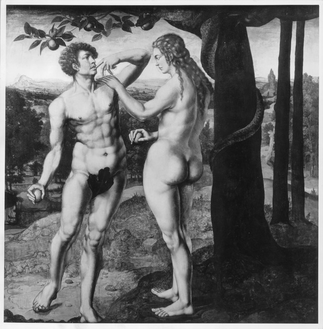 Adam Eve 1500-49 manner of Jan van Hemessen coll part