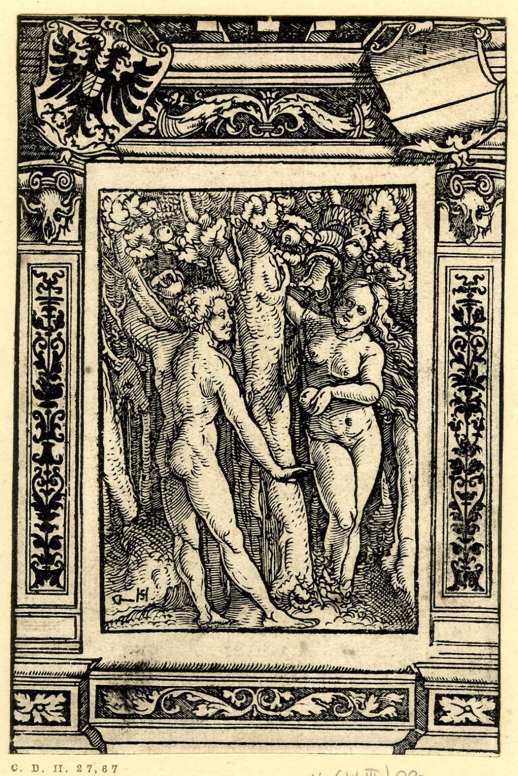 Adam Eve 1511-15 paru en 1518 Hans Schäufelein d'apres Hans Burgkmair l'ancien British Museum