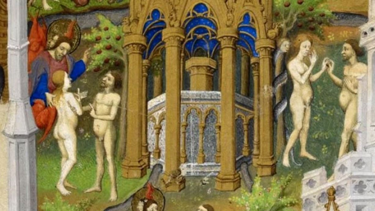 Bedford Hours 1410-30 Histoire adam er eve_British_Library_Add_MS_18850_f14r detail