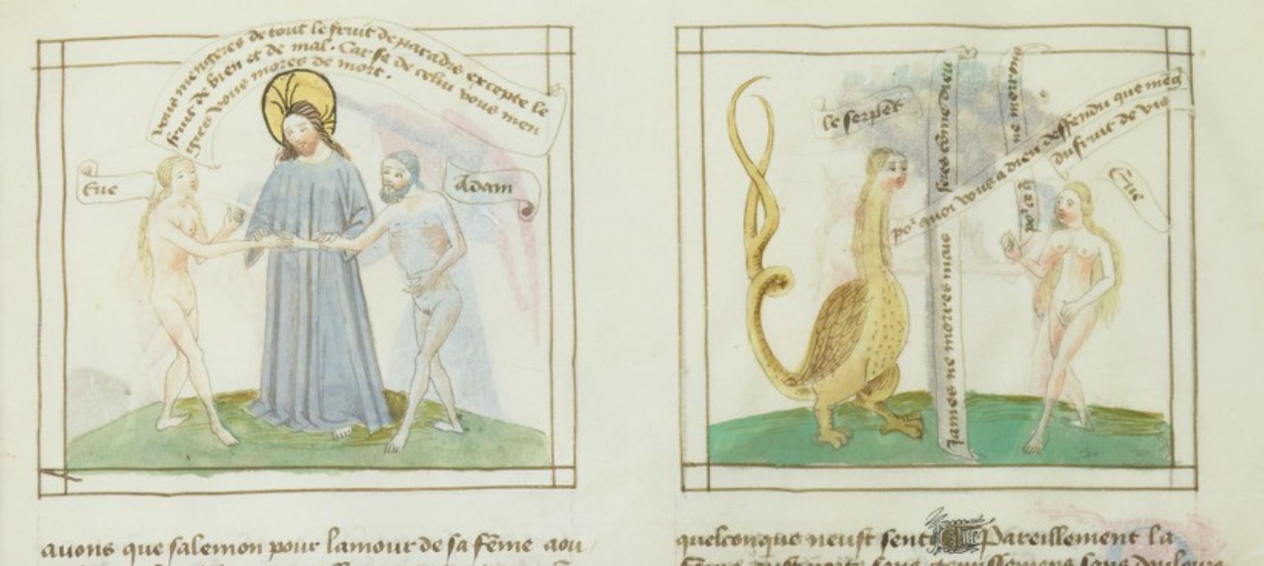 Mariage Adam et Eve Speculum Humanae Salvationis France vers 1450 BNF Fr 188 fol 6r