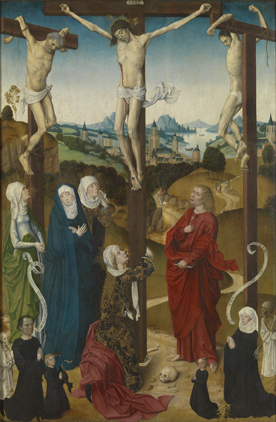 1485-90 Maître de la Passion de Lyversberg Cologne Calvaire avec donateurs Musées Royaux des Beaux-Arts de Belgique Bruxelles