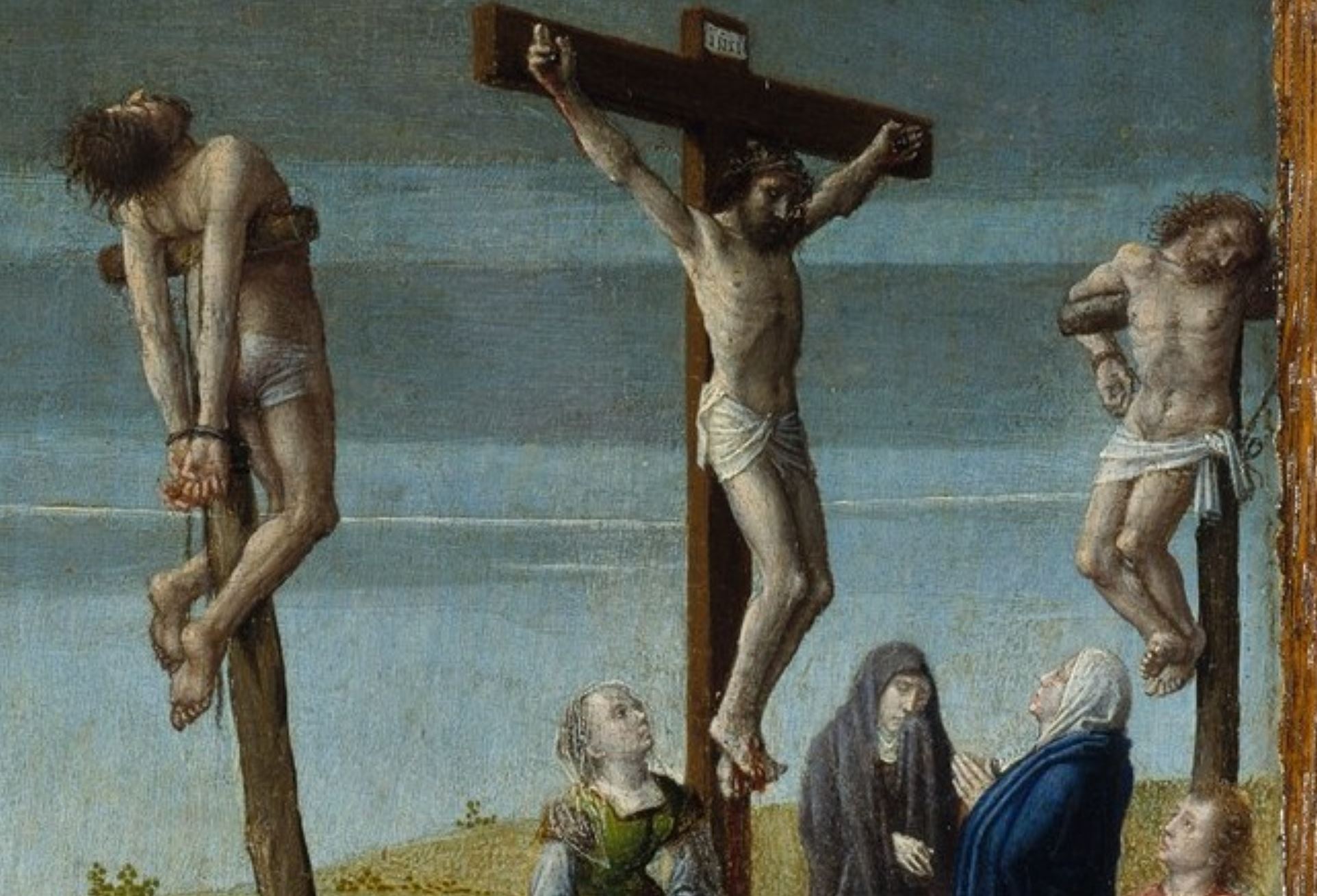 Gerard David 1510 ca Christ Carrying the Cross, with the Crucifixion MET Detail