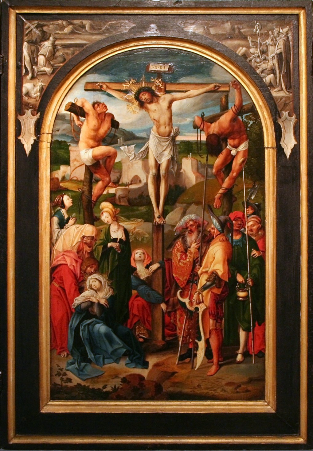 1520 ca Cornelis_Engebrechtsz_-_Triptych_with_the_Crucifixion Galerie nationale de Prague