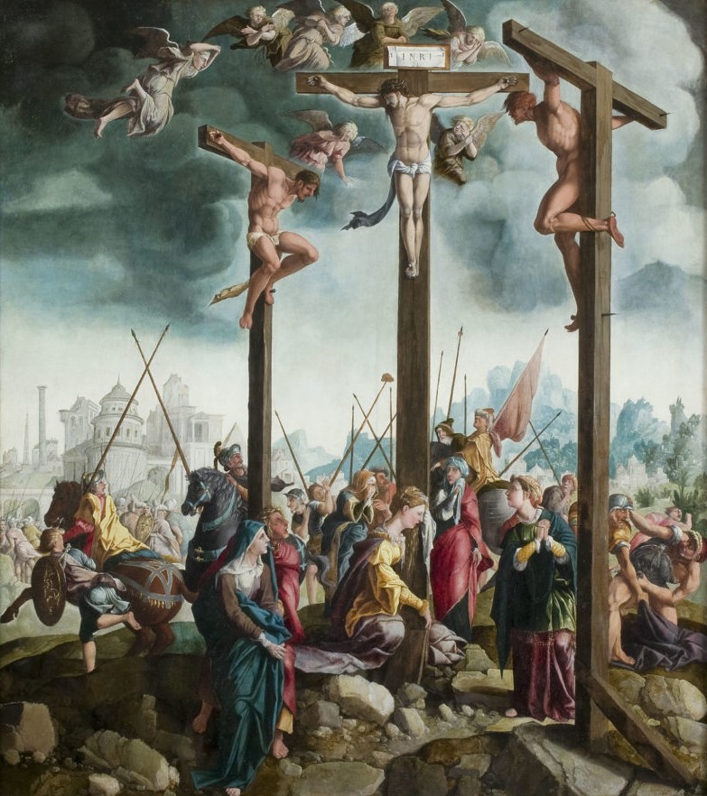 1530 ca Jan van Scorel and workshop, Crucifixion Triptych, (middle panel) and ca. 1540 (wings) Museum Catharijneconvent, Utrecht