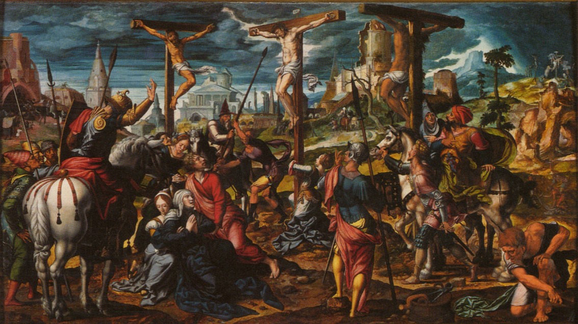 1534 Pieter Coecke van Aelst (I) (attr) Triptychon über die Geschichte des Hl. Kreuzes Sint-Niklaaskerk Veurne