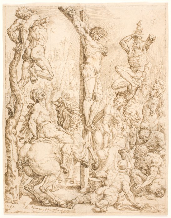 1548 Maarten_van_Heemskerck_-_Christ_on_the_Cross_between_the_Thieves_ Statens Museum for Kunst