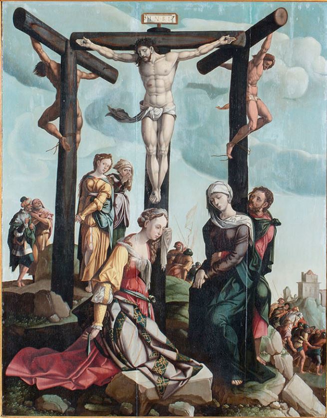 1550–75 After Jan van Scorel, Crucifixion Triptych,Kathedraal Museum Nieuwe Bavo, Haarlem.