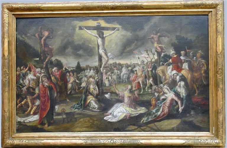 1590 ca Christoph Schwarz (attr) Kalvarienberg mit der Kreuzigung Christi coll part