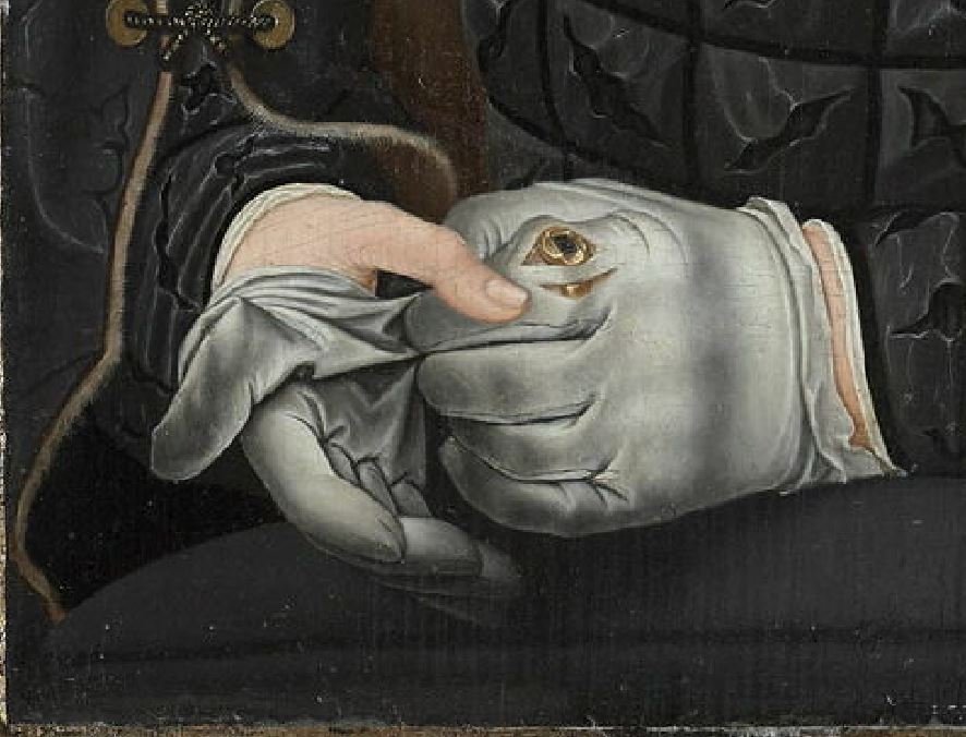 Jan Mostaert, 1520-22 Jan van Wassenaer, Vicomte de Leyde et Gouverneur de la Frise LOUVRE (c) RMN Tony Querrec detail bague
