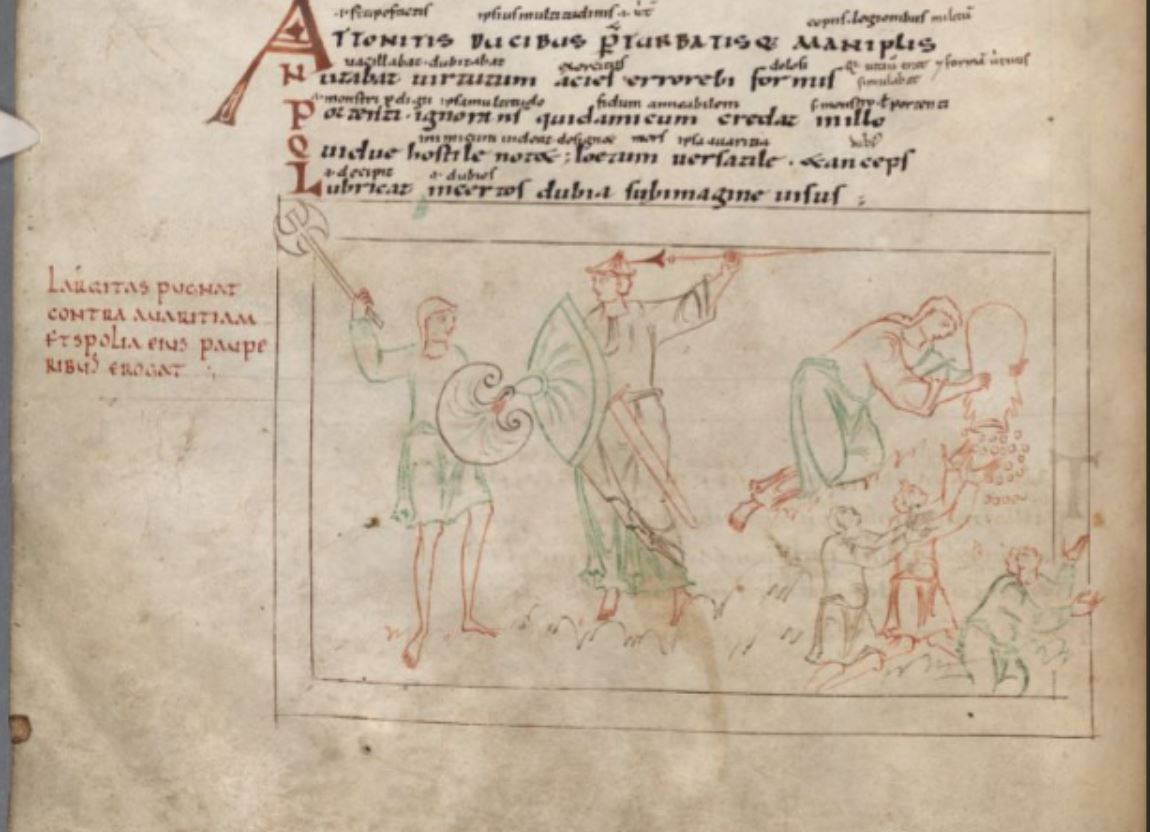 1000 ca Prudentius Cambridge, Corpus Christi College, MS 023 fol 28v