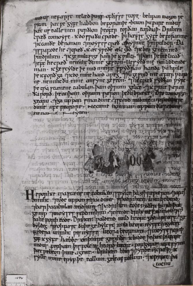 1025-1050 Hexateuque Vieil Anglais BL Cotton MS Claudius B IV fol 104v Tente a l'exterieur Exode