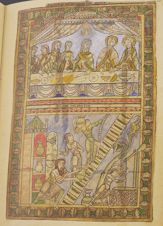 1121-61 Psautier de henri de Blois (Winchester) BL MS Cotton Nero C.IV fol 17r Noces de Cana