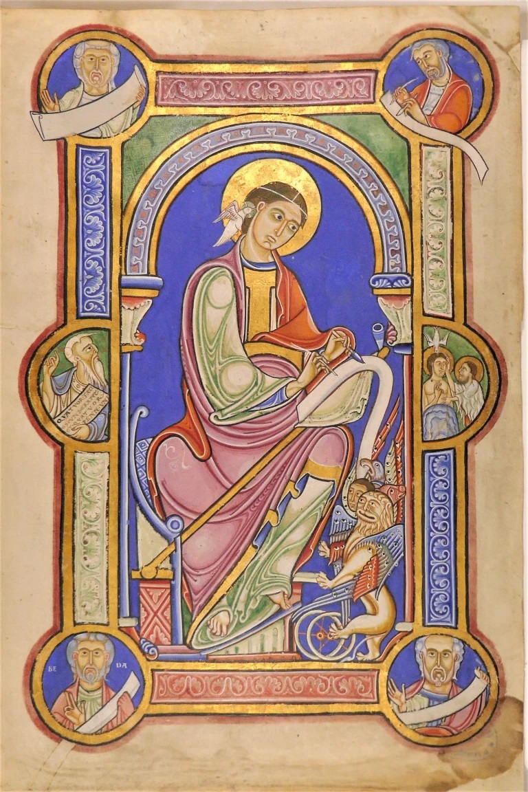 1146 Maitre de la Bible de Lambeth Évangiles_de_Liessies Avesnes-sur-Helpe Musée de la SAHAA _-_saint Marc schema