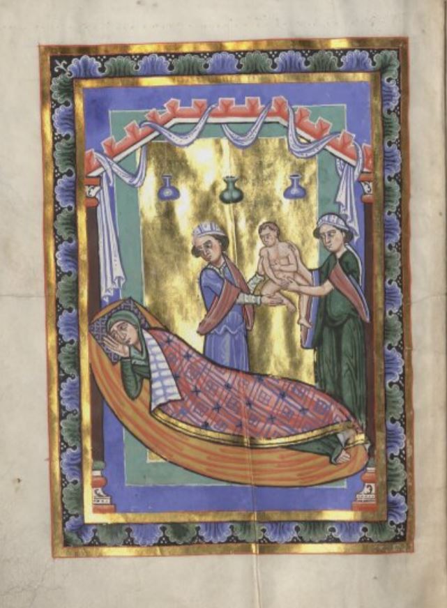 1170-80 Passauer Evangelistar - BSB Clm 16002 fol 30v Naissance St Jean Baptiste