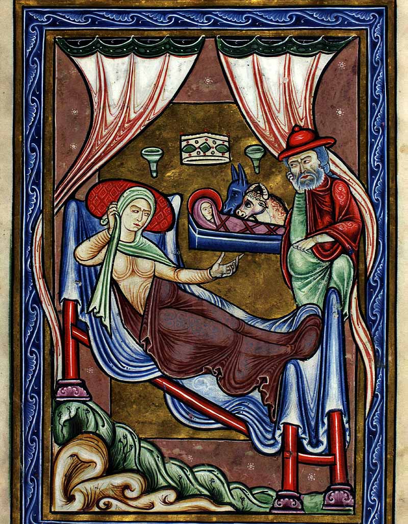 1170 ca Copenhagen psalter KB Thott 143 2º fol 9v Nativite