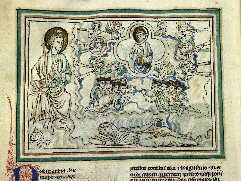 1260 Apocalypse de Cambrai BM Cambrai MS 422 fol 85v cantique sur les ruines de babylone