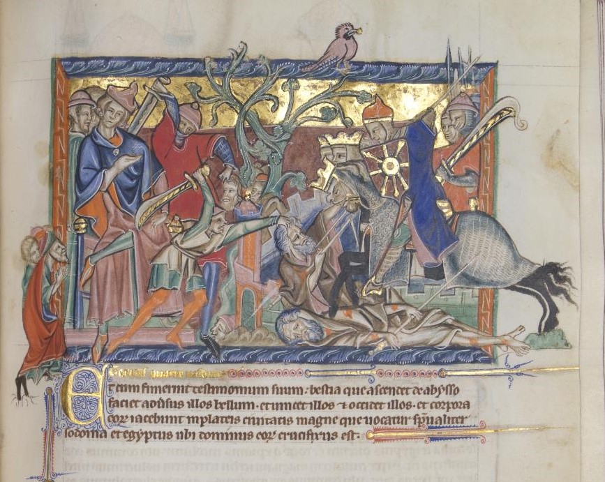 1265–70 Apocalypse Londres, Inv. Lisbonne Musee Gulbenkian LA139 fol 26r Two Witnesse