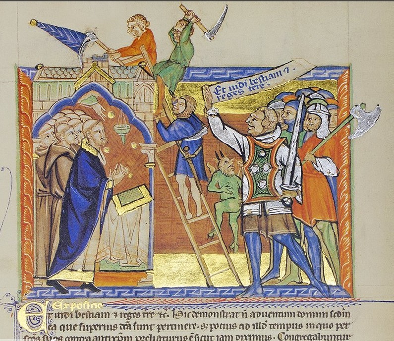 1265–70 Apocalypse Londres, Inv. Lisbonne Musee Gulbenkian LA139 fol 66v The Divine Warrior againt Those Who Attack the Faithful,