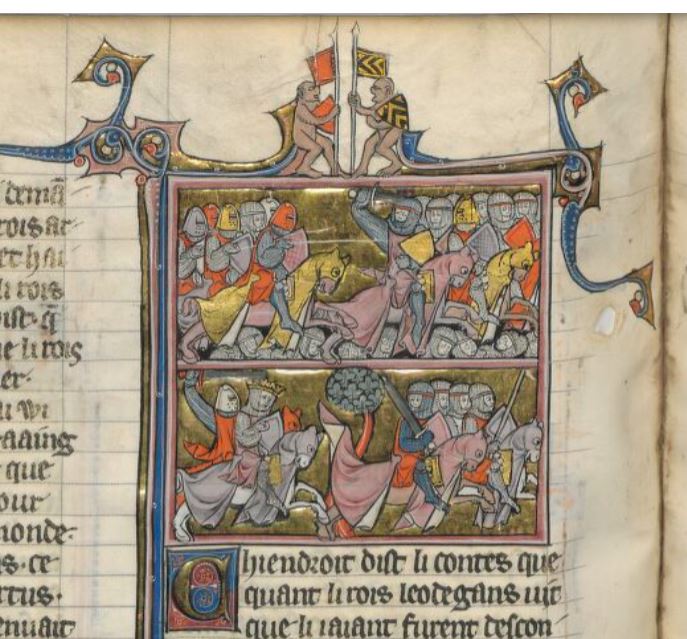 1280-90 Histoire de Merlin BNF FR 95 f. 238v Bataille de Danablaise