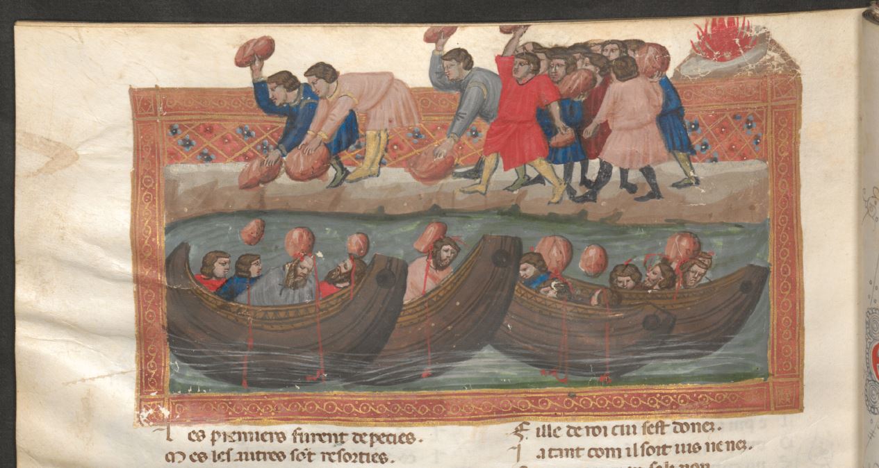 1315-25 Maestro Antifonari padovani Le roman de Troie Vienne ONB Cod. 2571 fol 174v Vengeance de Nauplios