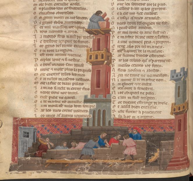 1315-25 Maestro Antifonari padovani Le roman de Troie Vienne ONB Cod. 2571 fol 19v reconstruction de Troie