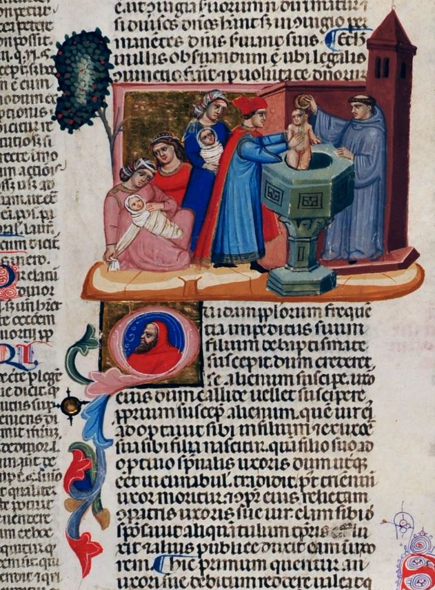 1320-30 GRATIANUS Siena, Biblioteca Comunale degli Intronati, ms. K.I.3 fol 275r le bapteme