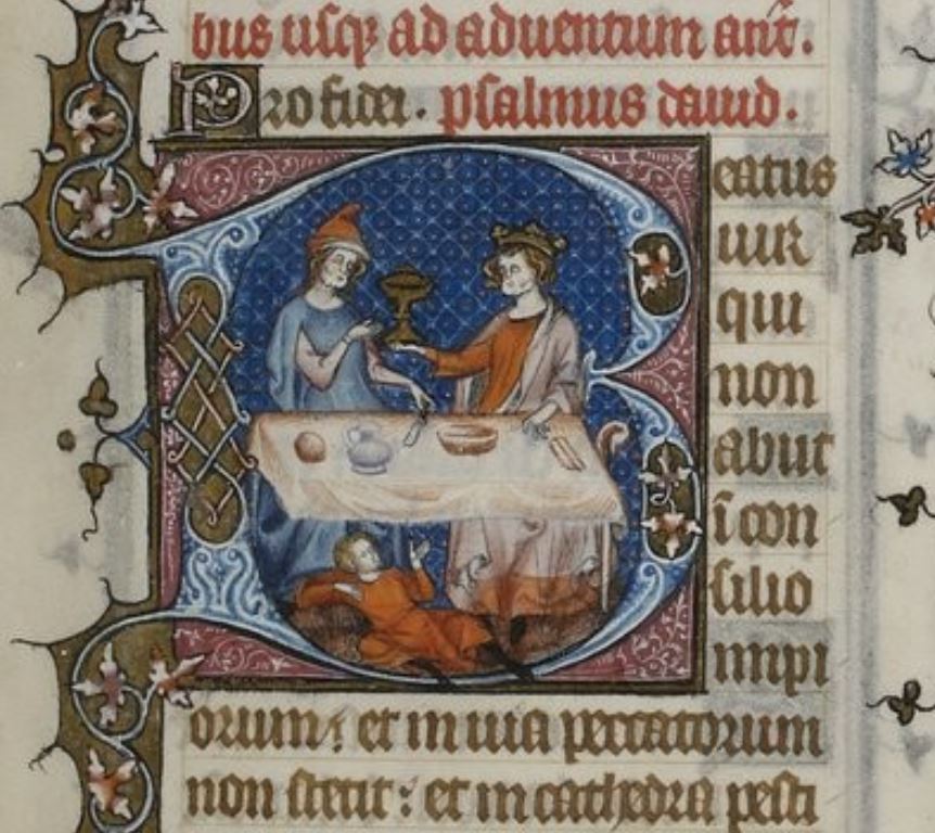 1323-26 Jean Pucelle Breviaire de Belleville BNF Latin 10483 fol 7r Beatus vir