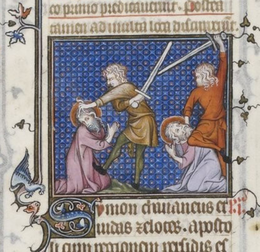 1323-26 Jean Pucelle Breviaire de Belleville BNF Latin 10484 fol 364r St Simeon et Jude