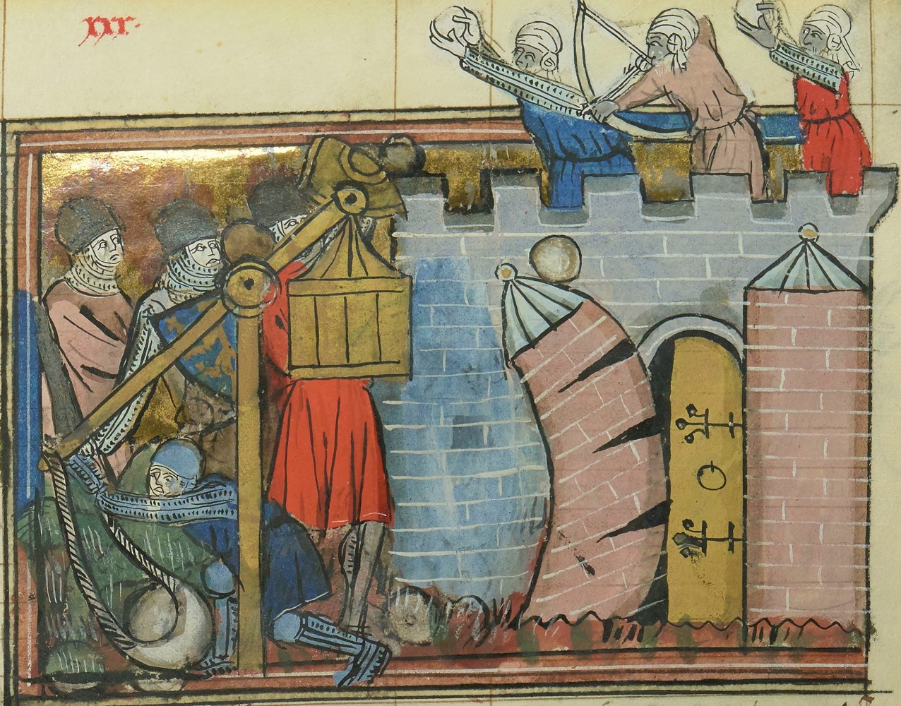 1337 Roman de Godefroi de Bouillon et de Saladin Maitre de fauvel BNF Fr 22495 fol 30r Siege_de_Nicée_(1097)