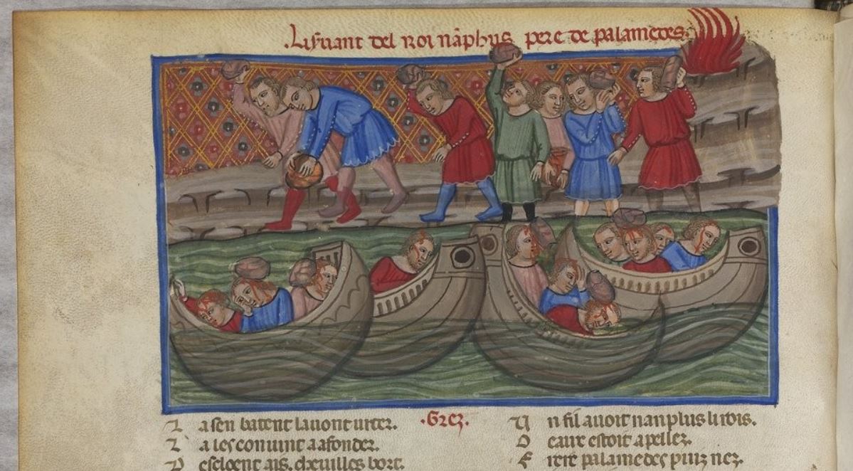 1340-50 Le roman de Troie BNF FR 782 fol 189v Vengeance de Nauplios