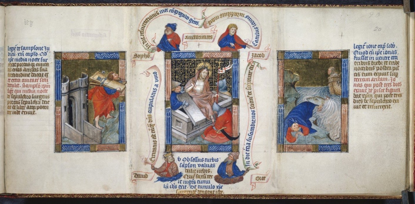 1395-1405 Master of Hours of Margaret of Cleves Biblia pauperum BL King's 5 fol 20_-_Resurrection