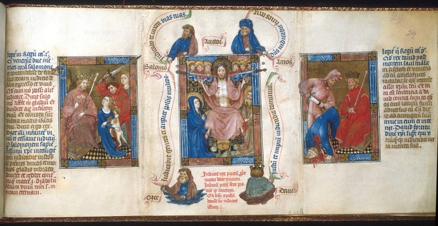 1395-1405 Master of Hours of Margaret of Cleves Biblia pauperum BL King's 5 fol 29_Last_Judgement