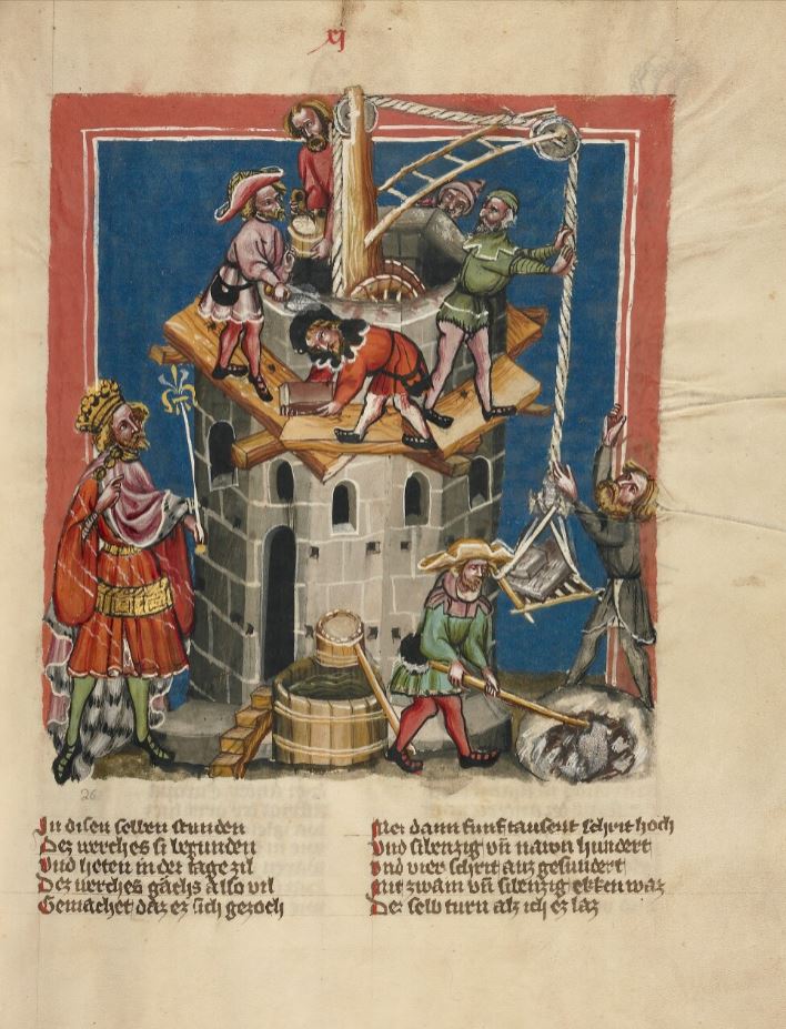 1400-10 Weltchronik Allemand Getty Ms. 33 (88.MP.70) fol 13r Tour de babel