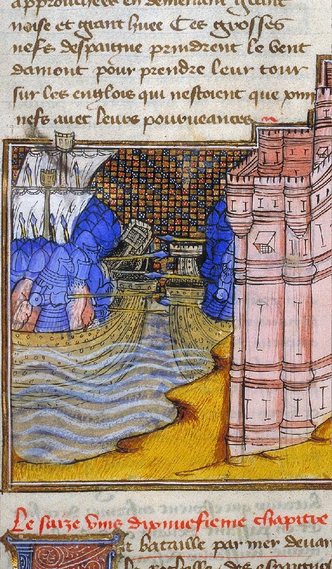 1400-25 Maître de Giac Froissard Chroniques Toulouse BM 511 f. 244 Bataille navale devant la Rochelle en 1372