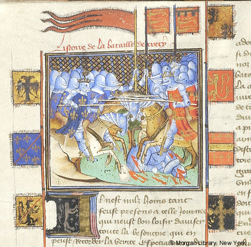 1412-1415 Chroniques de Froissard France MS M.804 fol. 110 Bataille de Crecy