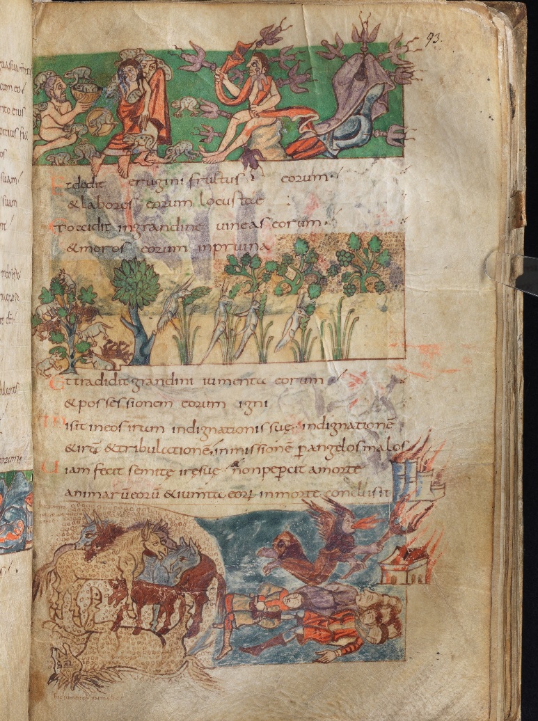 820-30 Psautier de Stuttgart Württembergische Landesbibliothek Bibl. fol. 23 fol 93r Ps 77,45-50 Plaies d'Egypte