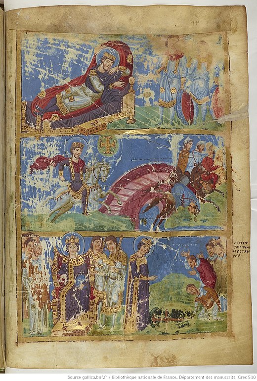 879-83 Grégoire de Nazianze BNF Grec 510 fol 440r Constantin avant la bataille du Pont Milvius