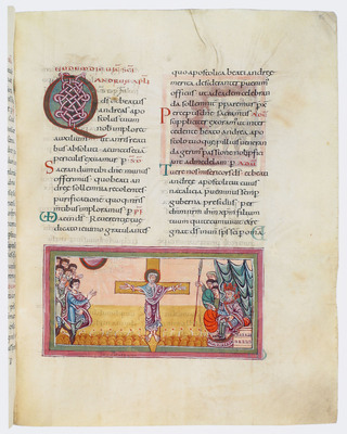 975 ca Göttinger Sakramentar aus Fulda 2 Cod. Ms. theol. fol. 231 Cim, fol. 116r Martyrium des hl. Andreas